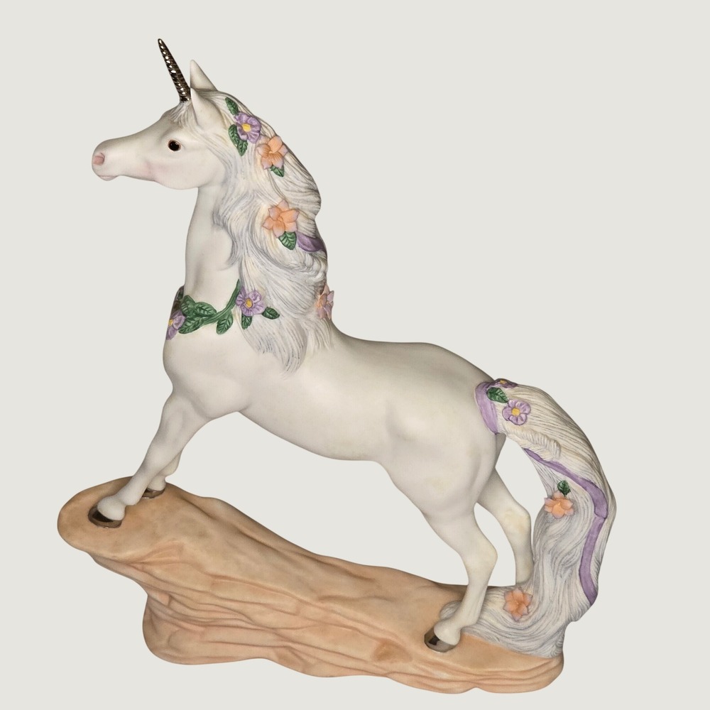 Lenox Princeton Gallery Love's Pride Porcelain Unicorn Figurine Floral 1993